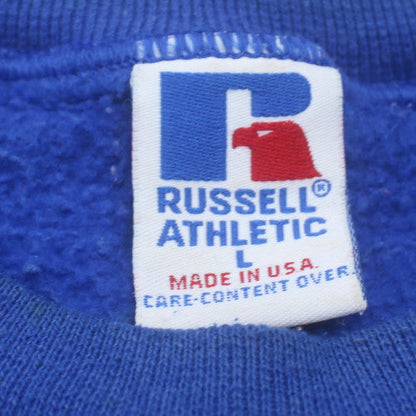 Russell Athletic Mens Blue White Crew Neck Pullover Sweatshirt L