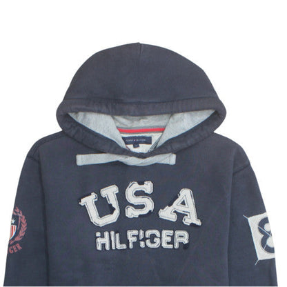 Tommy Hilfiger Men’s Navy USA Hoodie Pullover Sweatshirt L