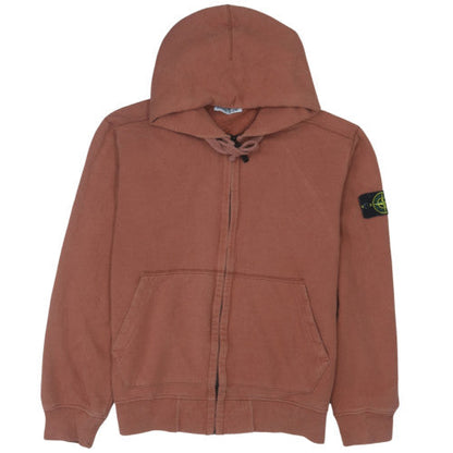 Stone Island Men's Brown Full Zip Hoodie Size L Regular Cotton