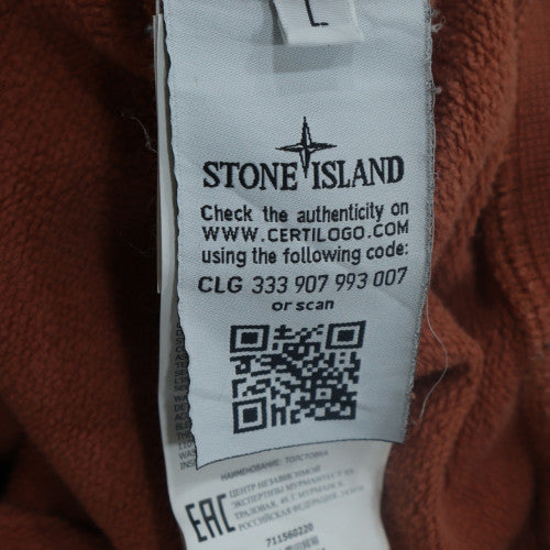 Stone Island Men's Brown Full Zip Hoodie Size L Regular Cotton