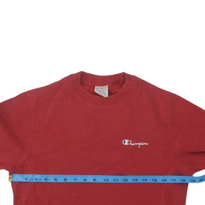 Champion Boys Red Crew Neck Reverse Weave Sweatshirt Medium Fleece Cotton