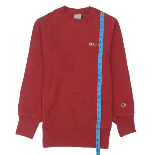 Champion Boys Red Crew Neck Reverse Weave Sweatshirt Medium Fleece Cotton
