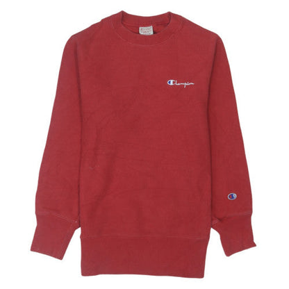 Champion Boys Red Crew Neck Reverse Weave Sweatshirt Medium Fleece Cotton