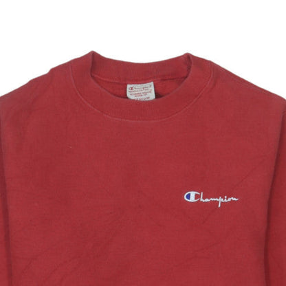Champion Boys Red Crew Neck Reverse Weave Sweatshirt Medium Fleece Cotton