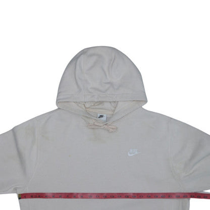 Nike Men's Beige Pullover Hoodie L - Cotton Blend Logo Casual Style