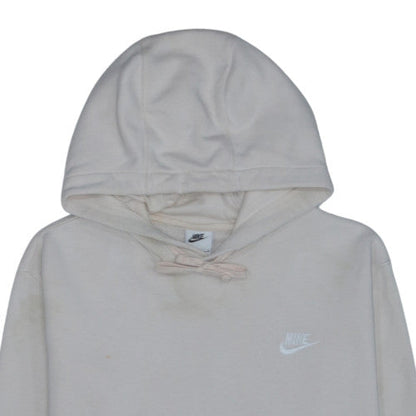Nike Men's Beige Pullover Hoodie L - Cotton Blend Logo Casual Style