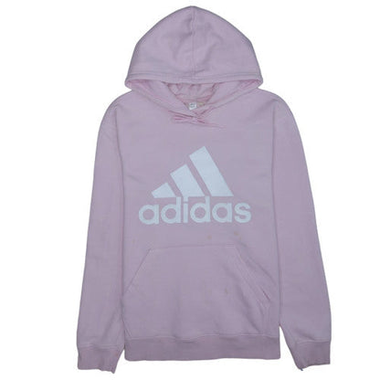 Adidas Womens Pink Pullover Hoodie L Cotton Blend Logo Casual