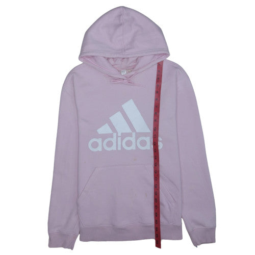 Adidas Womens Pink Pullover Hoodie L Cotton Blend Logo Casual