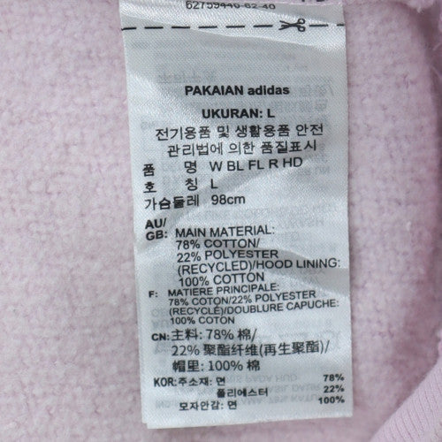 Adidas Womens Pink Pullover Hoodie L Cotton Blend Logo Casual
