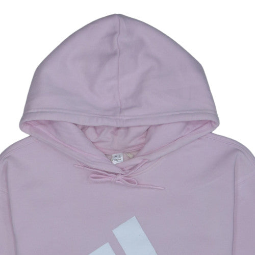 Adidas Womens Pink Pullover Hoodie L Cotton Blend Logo Casual