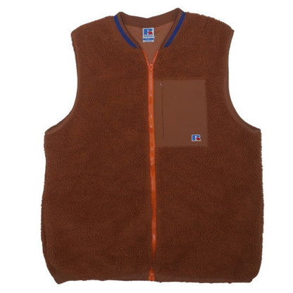 Russell Athletic Men's Brown Fleece Zip Vest Size L