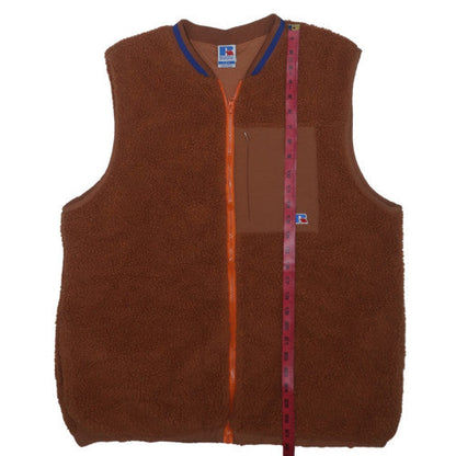Russell Athletic Men's Brown Fleece Zip Vest Size L