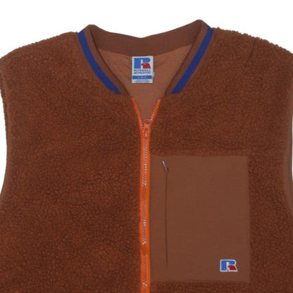 Russell Athletic Men's Brown Fleece Zip Vest Size L