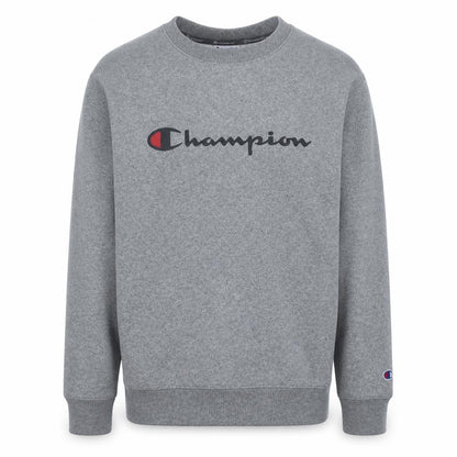 Champion Men's Grey Pullover Sweatshirt L Logo Crew Neck Sportswear
