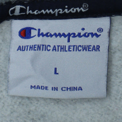 Champion Men's Grey Pullover Sweatshirt L Logo Crew Neck Sportswear