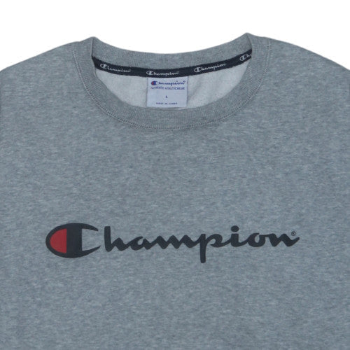 Champion Men's Grey Pullover Sweatshirt L Logo Crew Neck Sportswear