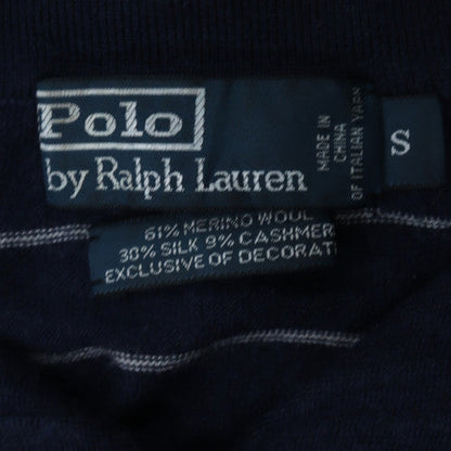 Ralph Lauren Men's Blue Striped Henley Wool Silk Cashmere Jumper Size S