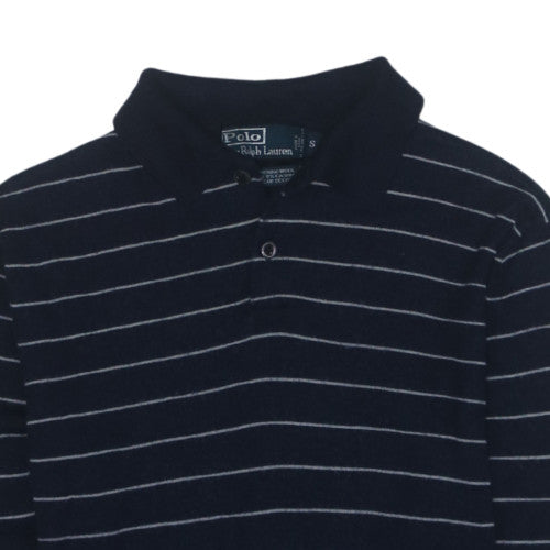 Ralph Lauren Men's Blue Striped Henley Wool Silk Cashmere Jumper Size S
