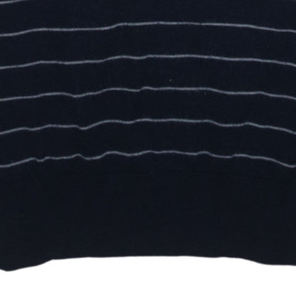 Ralph Lauren Men's Blue Striped Henley Wool Silk Cashmere Jumper Size S