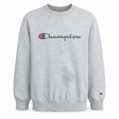 Champion Men's Grey Logo Crew Neck Pullover Sweatshirt L