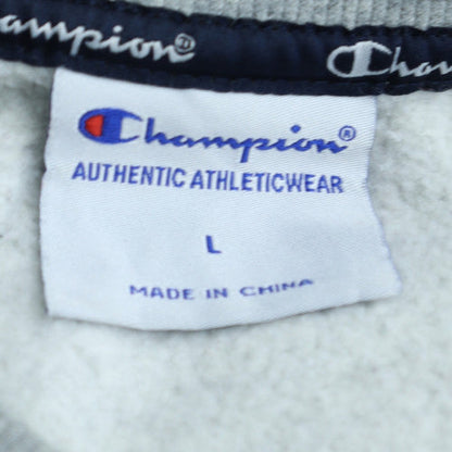 Champion Men's Grey Logo Crew Neck Pullover Sweatshirt L