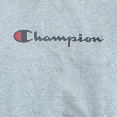 Champion Men's Grey Logo Crew Neck Pullover Sweatshirt L