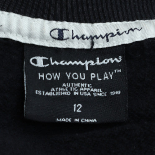 Champion Womens Black Size 12 Track Jacket Full Zip Activewear