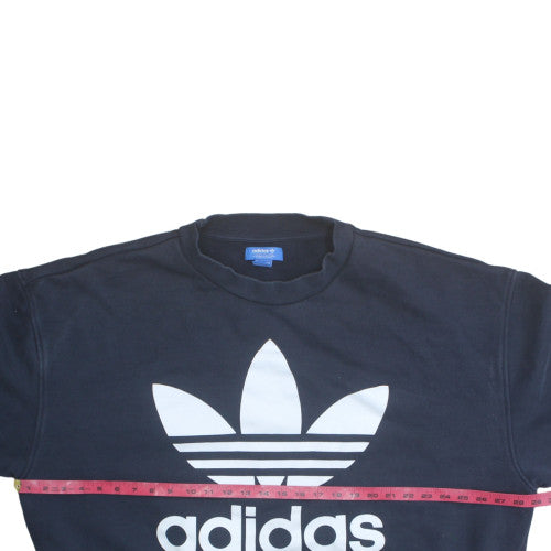 Adidas Mens Blue 2XL Crew Neck Pullover Sweatshirt Graphic Logo