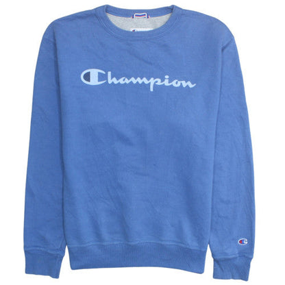 Champion Men's Blue Pullover Sweatshirt Size M Logo Fleece Crew Neck