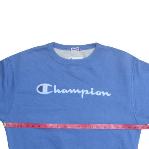 Champion Men's Blue Pullover Sweatshirt Size M Logo Fleece Crew Neck