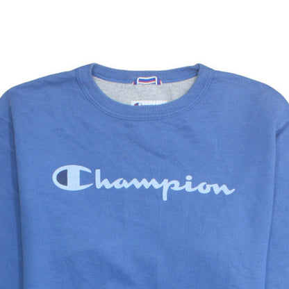 Champion Men's Blue Pullover Sweatshirt Size M Logo Fleece Crew Neck