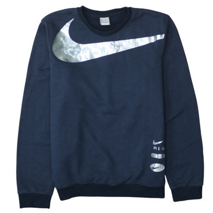 Nike Men's Navy Blue Crew Neck Sweatshirt Large Logo Print