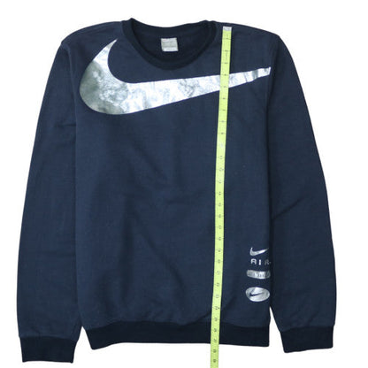 Nike Men's Navy Blue Crew Neck Sweatshirt Large Logo Print