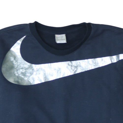 Nike Men's Navy Blue Crew Neck Sweatshirt Large Logo Print
