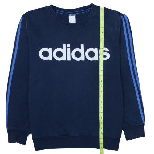Adidas Mens Blue Logo Pullover Sweatshirt Size L