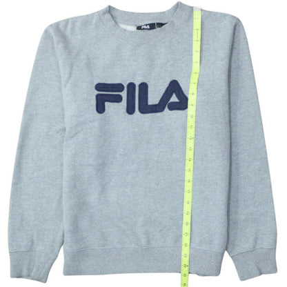 FILA Mens Grey Pullover Sweatshirt M Crew Neck Fleece Logo