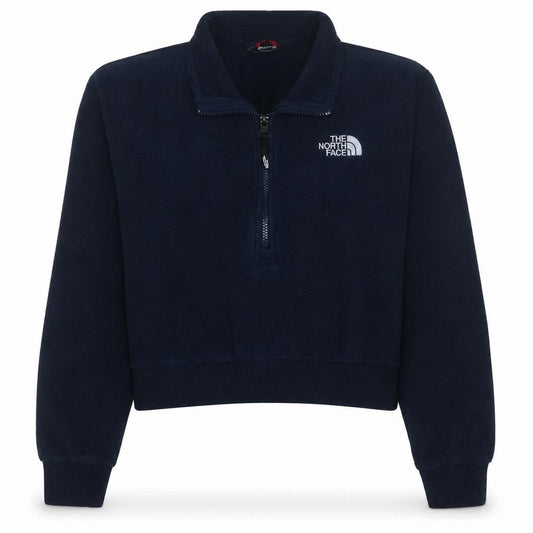 Front view of The North Face boys’ blue fleece 1/4 zip pullover sweatshirt - 10 years