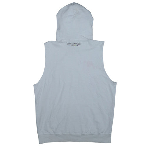 Calvin Klein Jeans Men's White XL Sleeveless Logo Hoodie