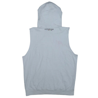 Calvin Klein Jeans Men's White XL Sleeveless Logo Hoodie