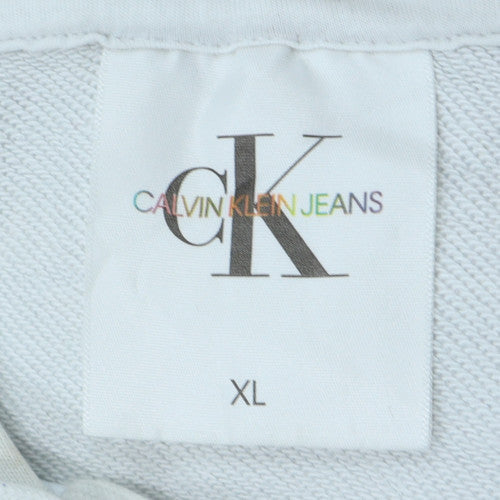 Calvin Klein Jeans Men's White XL Sleeveless Logo Hoodie