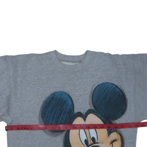 Hanes Disney Women's Grey Mickey Mouse Pullover Sweatshirt S