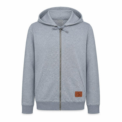 Calvin Klein Men Grey Full Zip Hoodie Size M Regular Fit Jersey