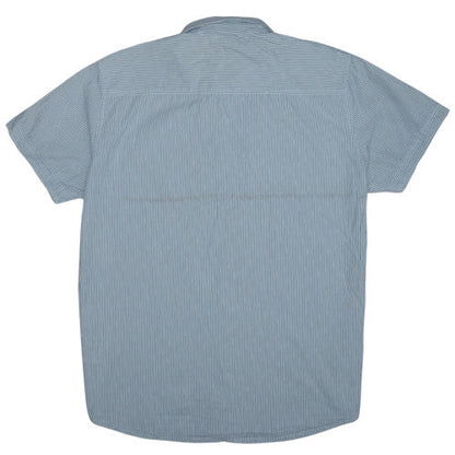 Lee Men's Blue Striped Short Sleeve Cotton Button-Up Shirt XL