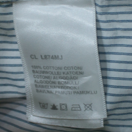 Lee Men's Blue Striped Short Sleeve Cotton Button-Up Shirt XL