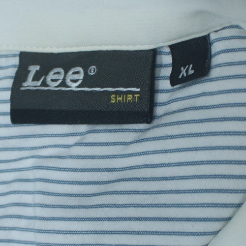 Lee Men's Blue Striped Short Sleeve Cotton Button-Up Shirt XL