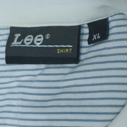 Lee Men's Blue Striped Short Sleeve Cotton Button-Up Shirt XL
