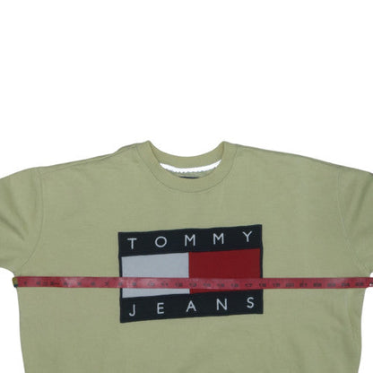 Tommy Jeans Men's Beige XL Pullover Sweatshirt Logo Crew Neck