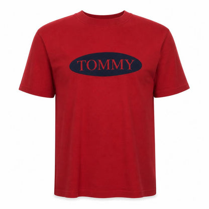 Front view of Fila Men's Red XL Graphic TOMMY T-Shirt Crew Neck Cotton USA Made