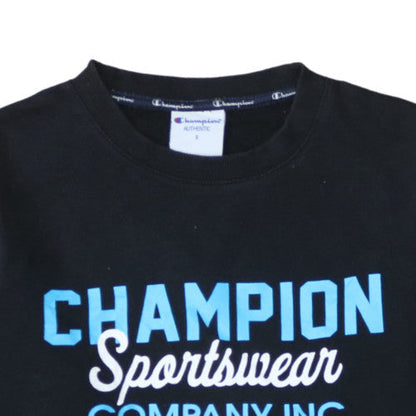 Champion Men's Black Small Pullover Sweatshirt with Logo Print