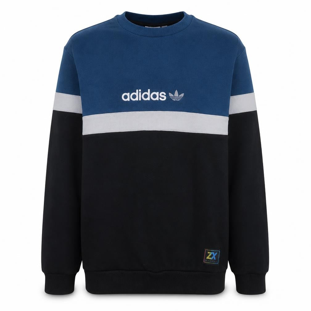 Adidas Mens Blue and Black Crew Neck Sweatshirt Size M